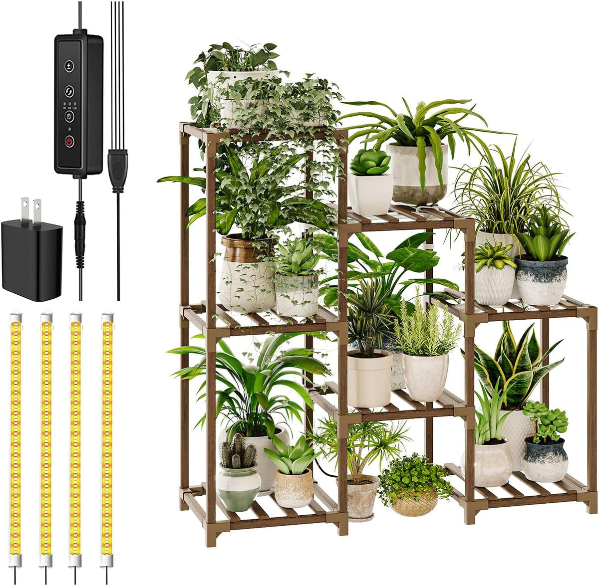 Bamworld Plant Stand Indoor Plant Shelf Outdoor Wood Plant Rack