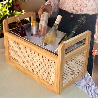 Twine Cheers Beverage Tub, Galvanized Tubs for Entertaining, Drink Buckets for Parties, Large Ice Tub and Gift Basket, Beer Buckets, Cream, 6.3 Gallons Set of 1
