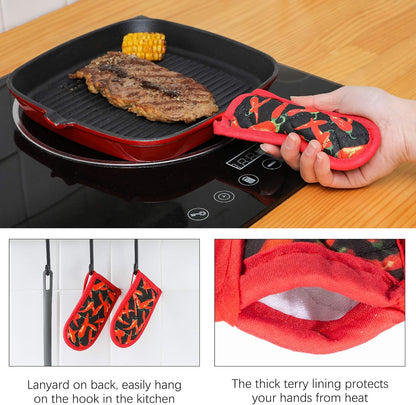 Cast Iron Skillet Handle Covers,Pot Handle Covers Heat Resistant,Pot Holders for Kitchen Heat Resistant,Machine Washable Handle Mitts 2 PCS(Striped)