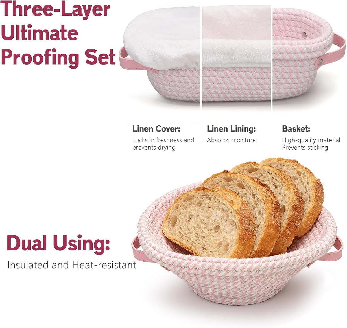 Sourdough Starter Kit with 2 Proofing Baskets & Starter Jar for Beginners