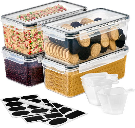 Sorbus Food Storage Containers - Pack of 8 - Air Tight, Four-Way Snap Lids Keeps Food Fresh - Store Cereal, Pasta, Flour, Nuts, Candy - Durable Plastic Kitchen Pantry Bins
