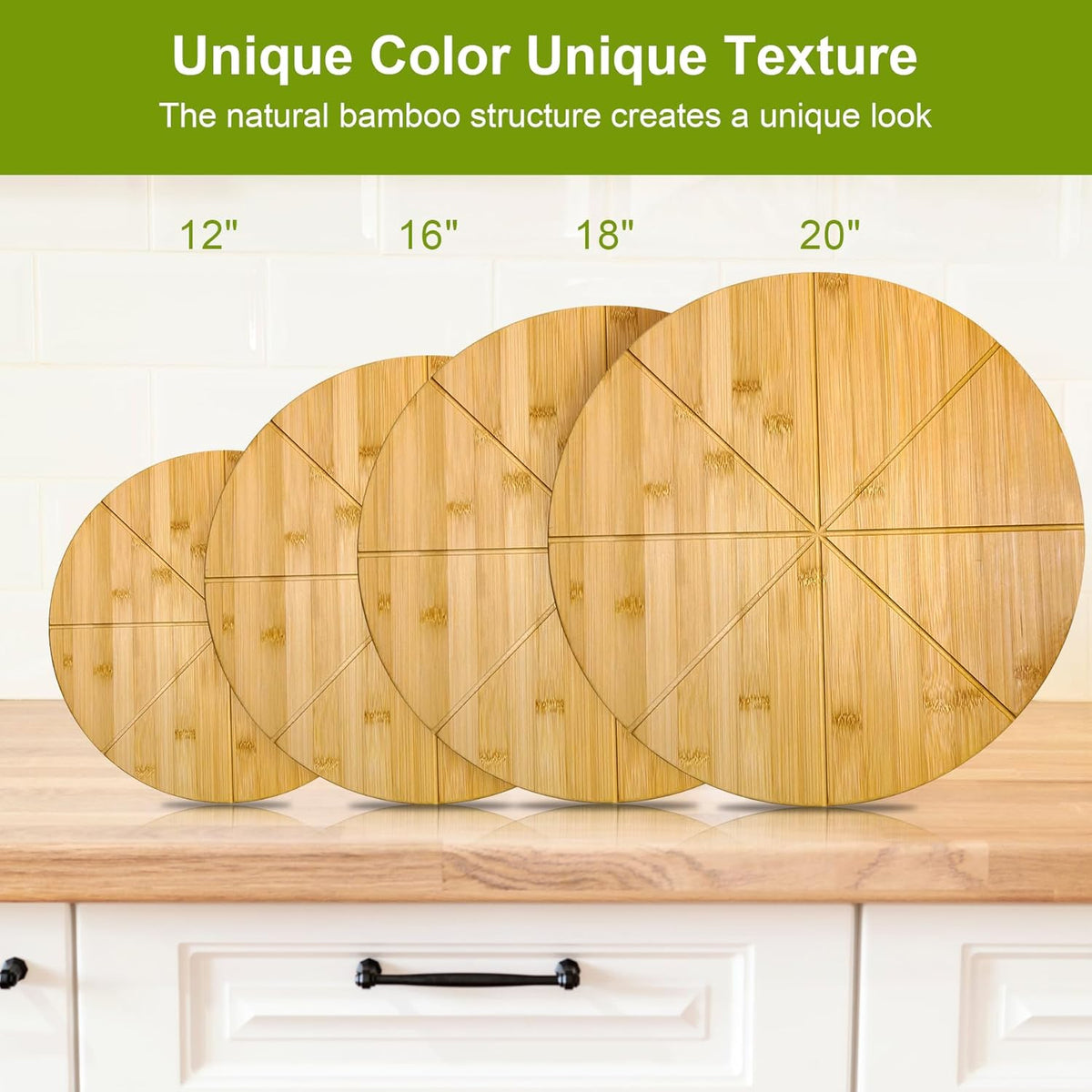 16inch Pizza Cutting Board Round Large Bamboo Wooden Prep Platter Tray