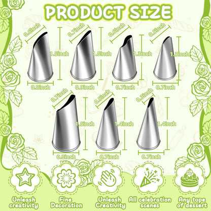 Hendiy 7 Pieces/Set Stainless Steel Cake Decorating Tips Set