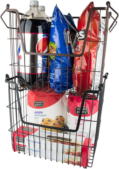 DII Metal Wire Mesh Stackable Utility Storage Bin, Small Round, 12x12x10", Bronze