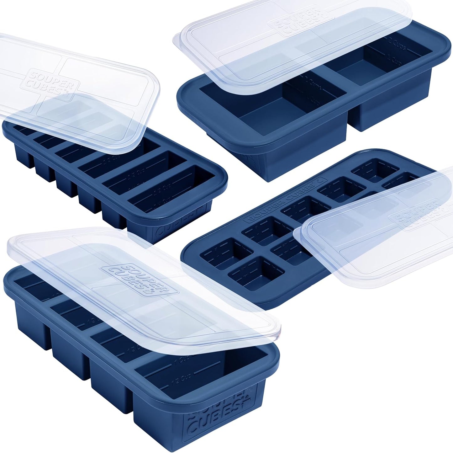 Souper Cubes Silicone Freezer Molds Gift Set, Kale | 2 Tbsp, 1/2 Cup, 1 Cup and 2 Cup Silicone Molds for Food Set, Perfect for Freezing Soup, Grains, Proteins, Herbs and More