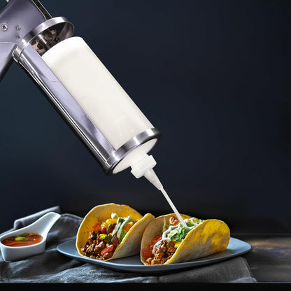 Prince Castle Sauce Dispenser, 1/2 oz, White - Commercial Dispenser for Thick and Heavy Sauces Like Tartar, Mayonnaise, Sour Cream, Condiments, Guacamole