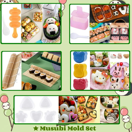 Rice Ball Molds 21PCS Onigiri Mold Set Cute Animal Sushi Molds Rice Shaper Rice Ball Shaker Bento Box Accessories DIY with Nori Seaweed Punch Cutter Food Picks