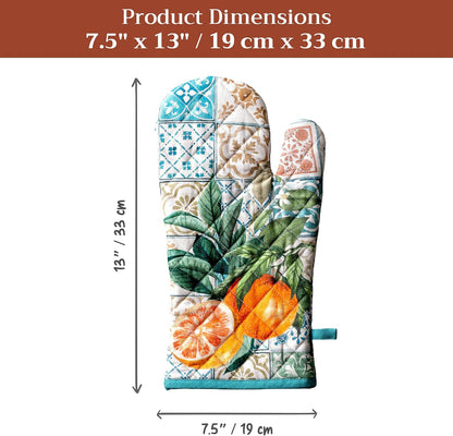 Maison d' Hermine 100% Cotton Oven Mitt & Pot Holder Set (7.5"x13" & 8"x8") - Colors C