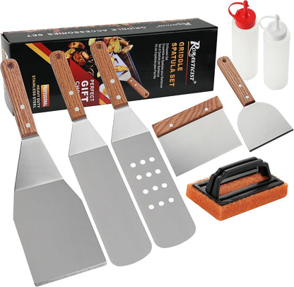 ROMANTICIST 8pc Professional Stainless Griddle Accessories Kit