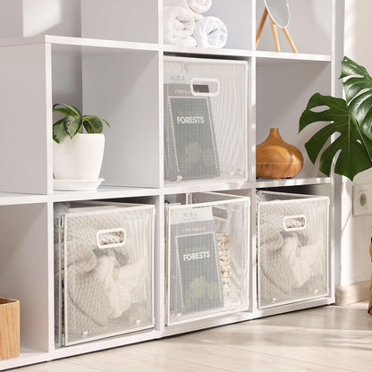 Funnymoom 2 Pcs Foldable Metal Wire Basket 13 x 13 Inch Black Cube Storage Bins Stackable Wire Laundry Baskets Organizer with Handle for Shelves Pantry Cabinet File Graduation Gift