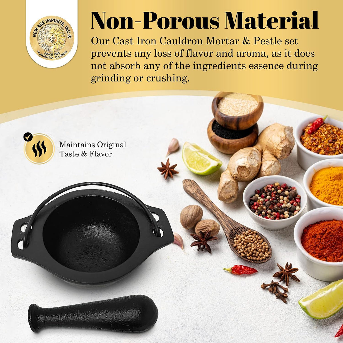 Cast Iron Cauldron Mortar and Pestle Set (MP3-Cauldron Mortar & Pestle)