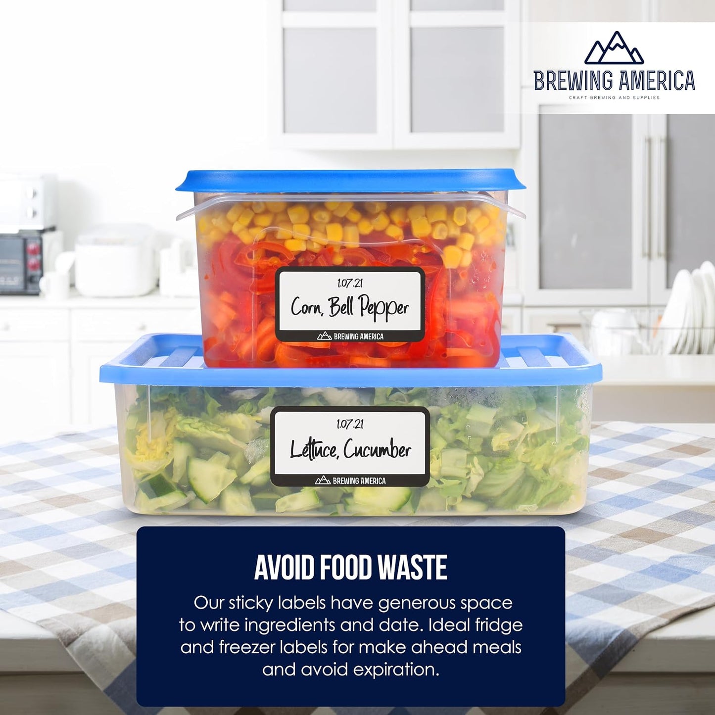 Dissolvable Food Labels for Food Containers - 250qty Made in USA - 1x2 Inches - Wash-Off Labels for Meal Prep, Pantry, Freezer and Mason Jars – No Scrubbing, No Residue - Teal
