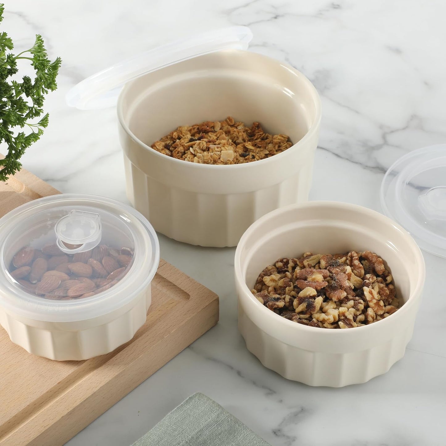 Martha Stewart Shadowbrook 5-Piece Borosilicate Glass Storage Container Set – Airtight Locking Lids, 21.6 oz Meal Prep, Leftover & Lunch Containers, Microwave, Oven & Dishwasher Safe
