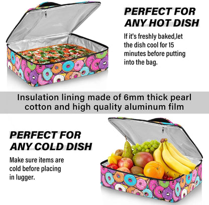 Casserole Carriers for Hot or Cold Food Reusable Casserole Dish Carrier Insulated Thermal Large Capacity Durable Perfect for Party Camping Family Gatherings Yellow Fish - Colors A