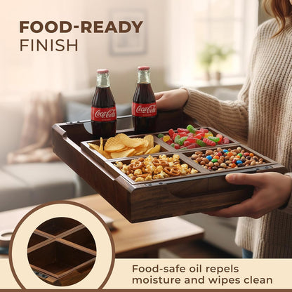 Modular Serving Tray - Acacia | Serving Platter Snack Tray for Party Hosting - Trays for Serving Food, Charcuterie, Fruit Platter Tray for Parties, Appetizer Dishes & Dessert Trays