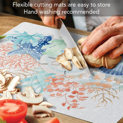 Cut N' Funnel Eat Fresh Designer Flexible Cutting Board Mat 15" x 11.5" Made in the USA Decorative Flexible Easy to Clean