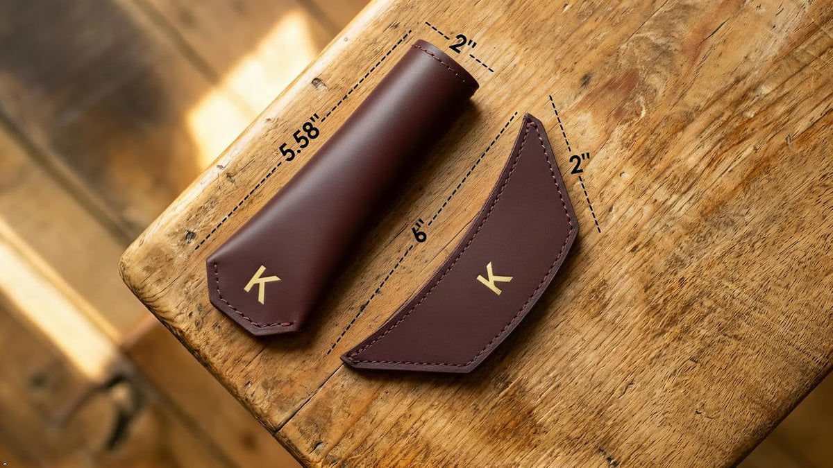Personalized Cast Iron Handle Covers, Leather Set of 2, USA Made