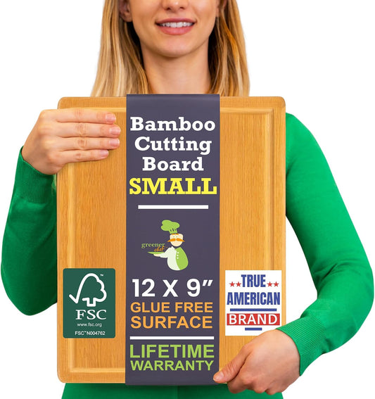 Greener Chef Luxury Bamboo Cutting Board Set of 3 with Glue-Free Surface Technology - Extra Spacious Wood Cutting Boards for Kitchen and XL Chopping Board Set - Replacements for Life