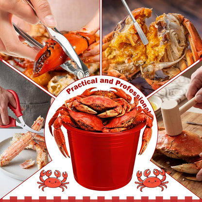 61 Pcs Seafood Tools Set Plastic Crawfish Tablecloth Lobster Bibs