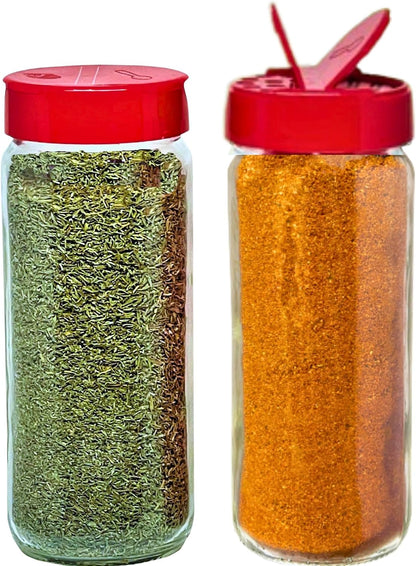 JARMING COLLECTIONS 16oz Glass Spice Shakers with Lids – Large Seasoning Containers with Shaker Tops for Kitchen, Pantry & Herb Storage