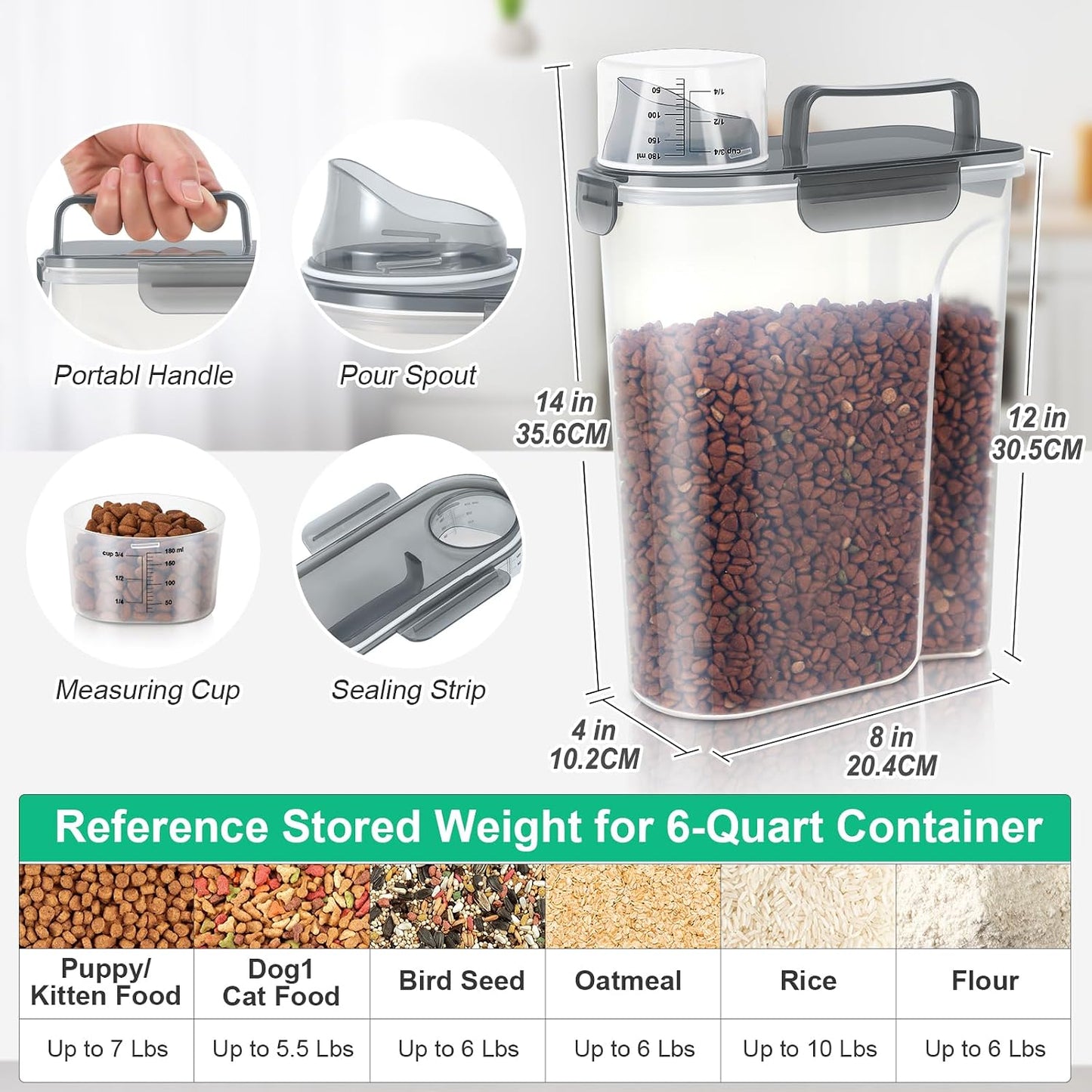 TBMax 10 Lbs Cat Dog Food Storage Container, 2026 Upgraded Large Pouring Container for Pet Food Storage, Bird Seed Dispenser, Portable Travel Kibble Holder -Dark Green