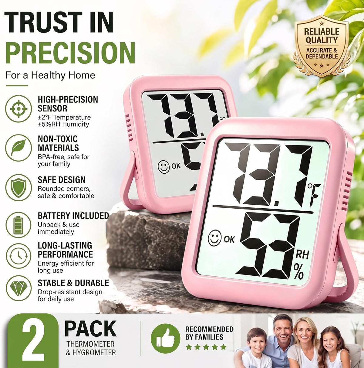 Antonki 2 Pack Room Thermometer Indoor Hygrometer