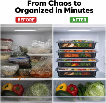 Green Direct Lunch Box Sets/Large Food Container with Lid / 2 Compartment Bento Box, Microwaveable, Freezer & Dishwasher Safe, Leak Proof, 10 Pack