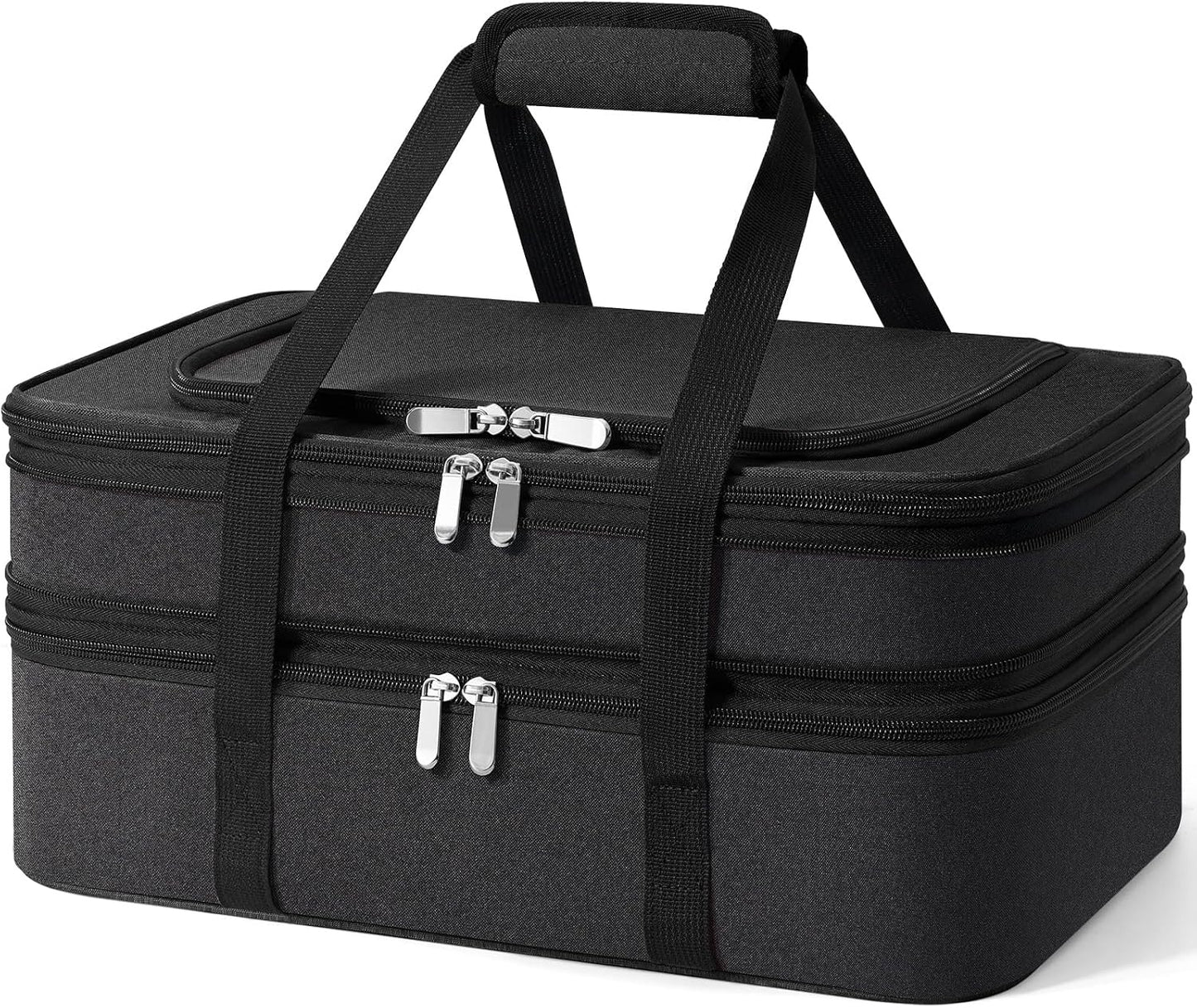 Double Insulated Casserole Carrier - Portable Casserole Carriers for Hot or Cold Food Lunch Tote Warmer or Cooler Bag for Potluck Parties Picnic Cookouts, Fits 9" x 13" Baking Dish - Grey