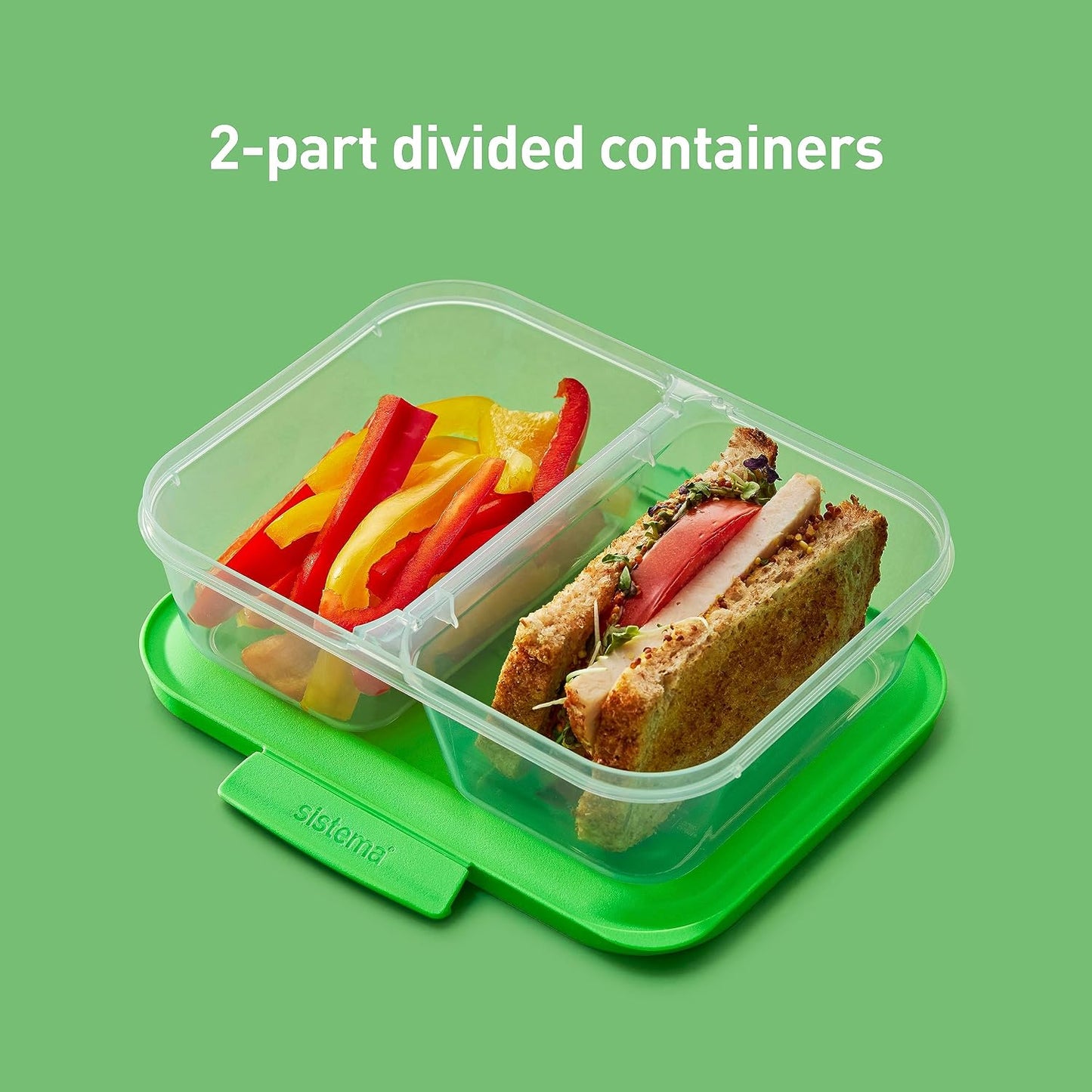 Sistema Nest It Meal Prep Food Storage Containers, 3 Compartments, 8 Cups, BPA-Free, 5-Pack
