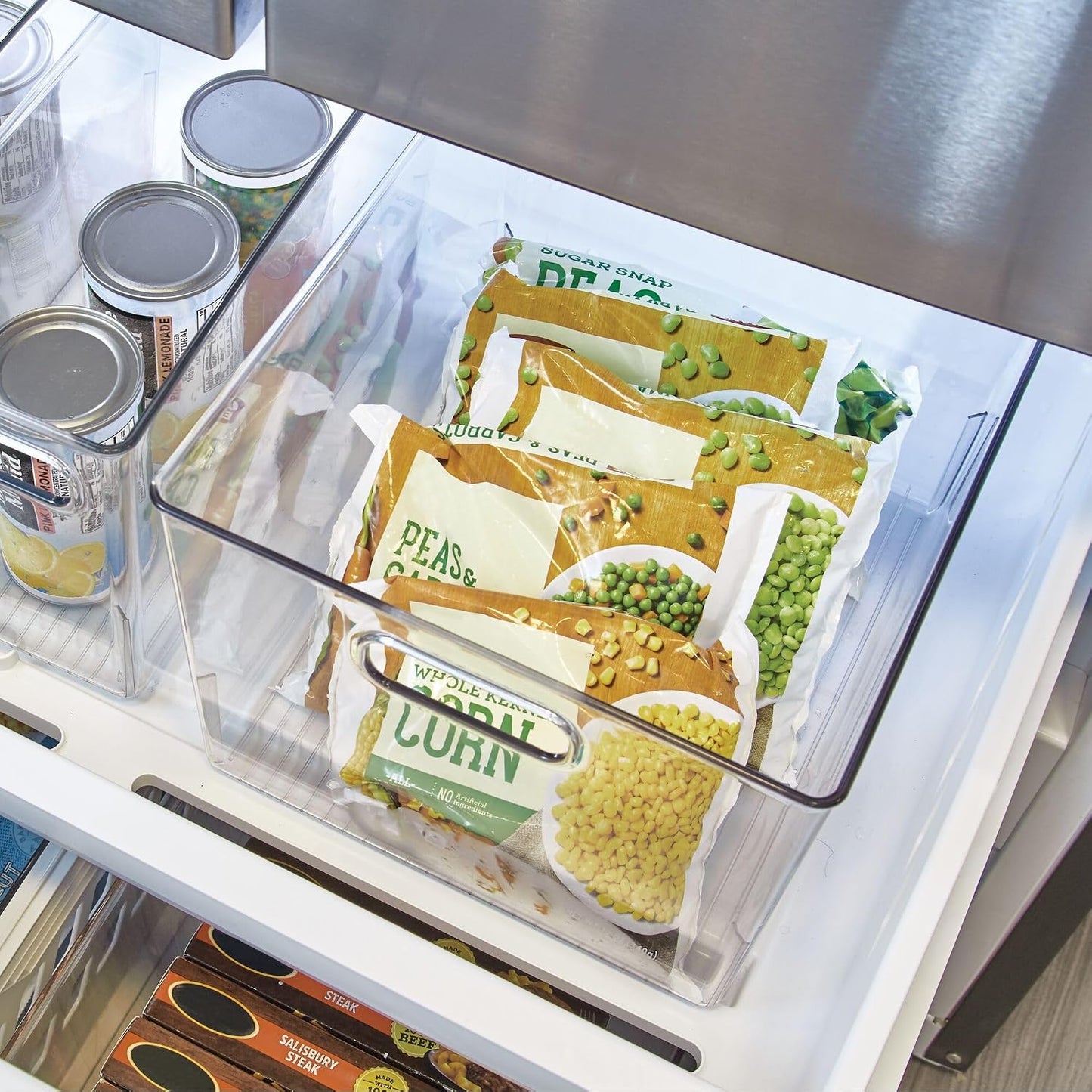 iDesign Storage Bin with Handles, 12" x 10" x 8", Clear | For Kitchen, Pantry, Cabinet, Nursery, Crafts
