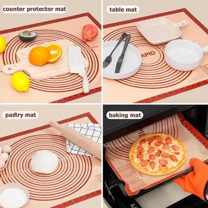Sapid Extra Thick Silicone Pastry Mat Non-slip with Measurements for Non-stick Silicone Baking Mat Extra Large, Dough Rolling, Pie Crust, Kneading Mats, Countertop, Placement Mats (24" x 36", Gray)