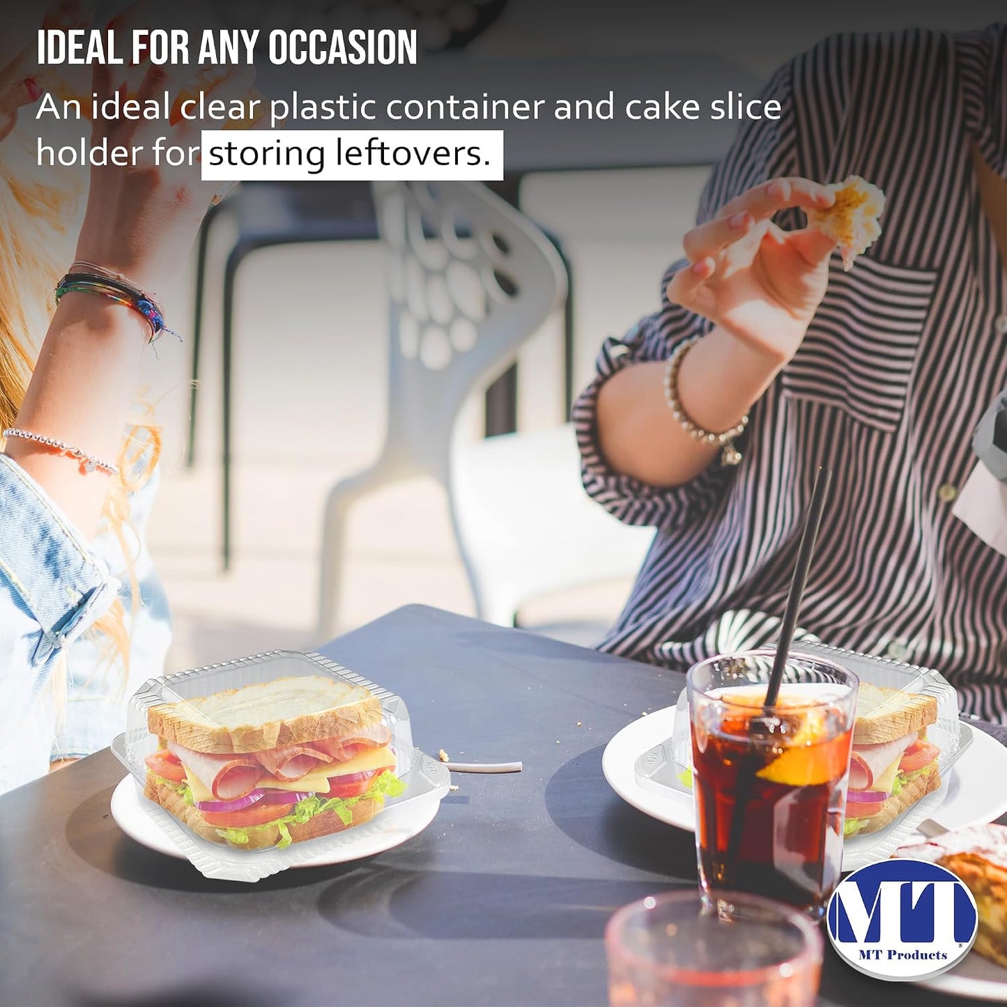 MT Products Clear Cake Slice Container 5" x 5" x 2.75" - To go Square Plastic Container (Pack of 40) - Made in the USA