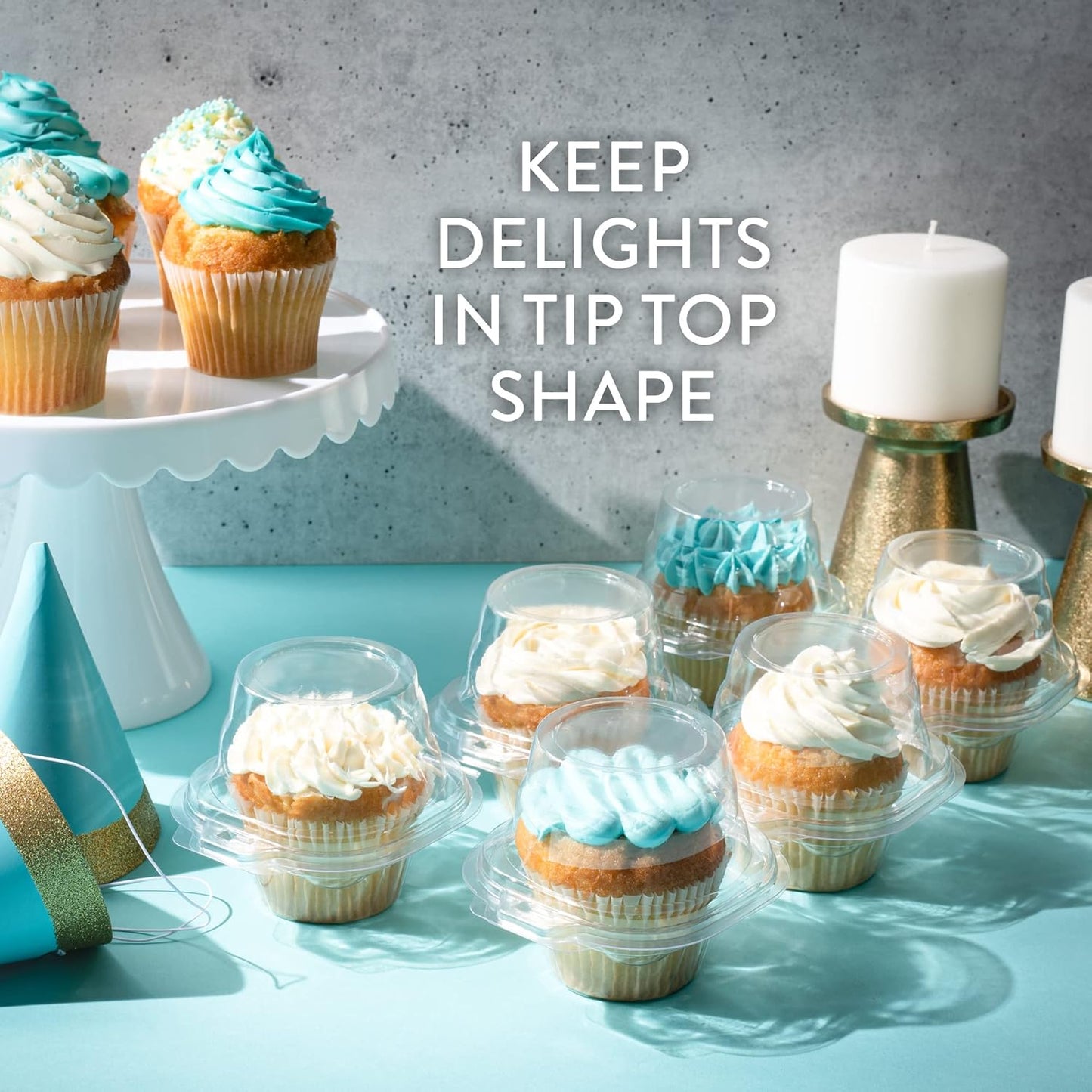 Plastic Cupcake Containers Boxes | 12 Compartment – 8 Pack | Disposable High Dome Dozen Cupcake Holder With Lid Bulk | Extra Sturdy Stackable Cupcake Boxes | Durable Muffin Packaging Transporter To Go