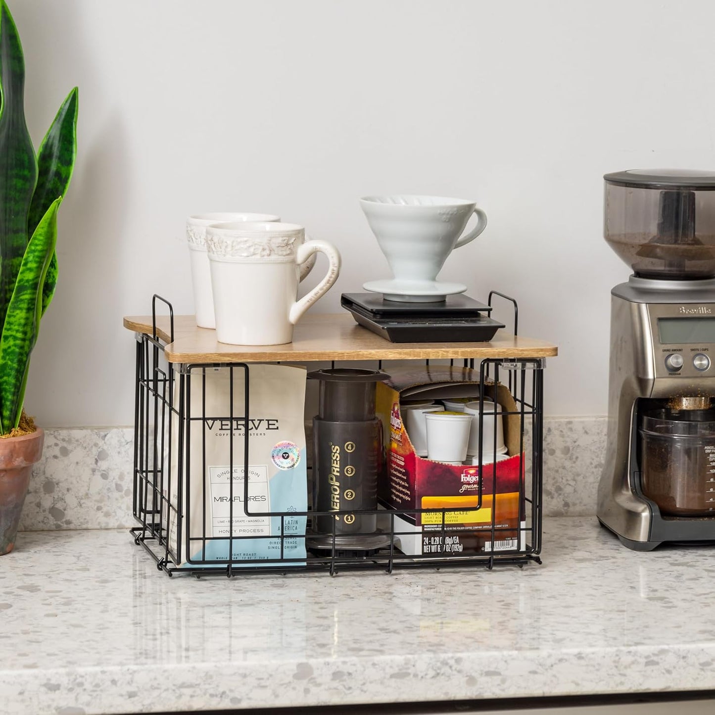 IRIS USA Wire Basket for Pantry Organizers and Storage, 2 Pack, Potato and Onion Storage, Easy Assembly, Stackable Storage Bins, Kitchen Cabinet Bathroom Shelf Organizers for Veggie, Fruit, Snack