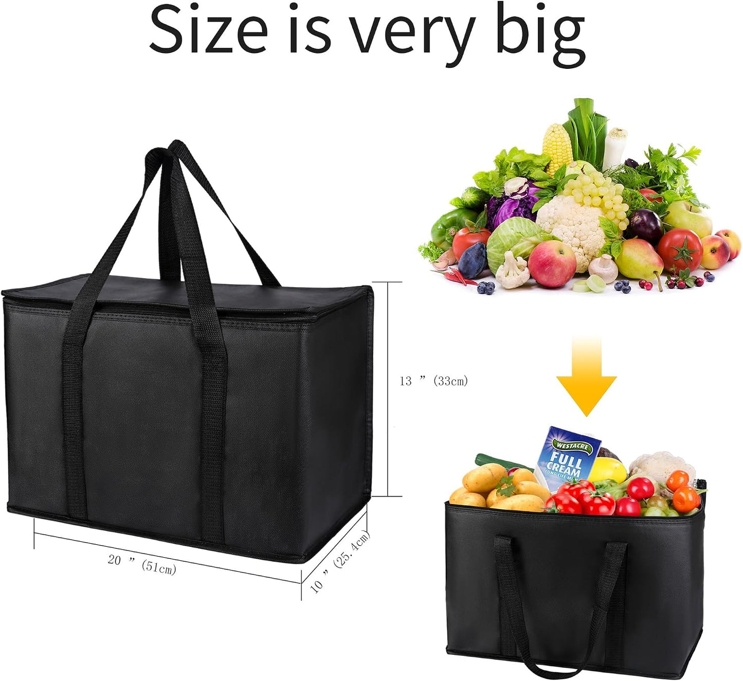 musbus Extra large XXXL Insulated Food Delivery Bag Cooler Bags Keep Food Warm Catering Therma Catering Bag for doordash 22x14x13 Cooler Bags Therma Shopper hot warming RED Pizza BLACK