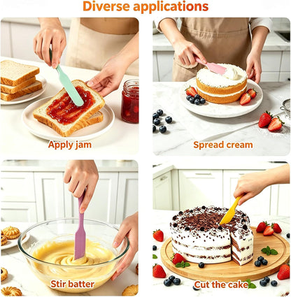 Silicone Jar Spatula Set, 4 Pcs Long Handle Sourdough Scraper Tools