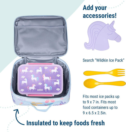Wildkin Kids Insulated Lunch Box, Keeps Food Hot or Cold, BPA-Free with Mesh Pockets & Easy-Clean Lining – Ideal for School, Travel & Daycare – Holographic