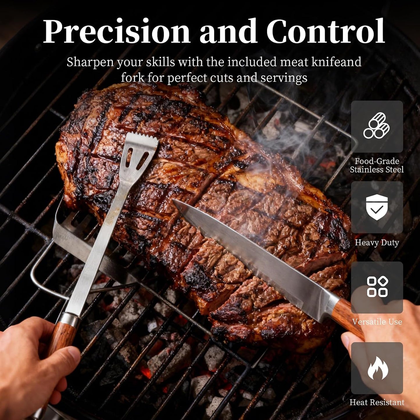 13Pcs Stainless Steel BBQ Grilling Accessories Set, Dad Gifts for Fathers Day Grilling Gifts,Portable Practical Grill Tools Utensils Kit with Storage Bag for Outdoor Grill Camping Backyard