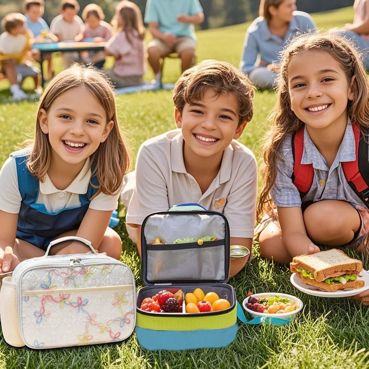 RHCPFOVR Kids Lunch Bag - Insulated Lunch Box for Boys Girls,Washable Lunch Bag and Reusable Toddler Leak-proof Lunchbox for School and Daycare - Colors B