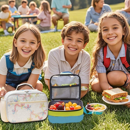 RHCPFOVR Kids Lunch Bag - Insulated Lunch Box for Boys Girls,Washable Lunch Bag and Reusable Toddler Leak-proof Lunchbox for School and Daycare - Colors B