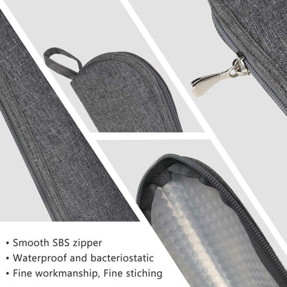 Aosbos Travel Utensil Sets Carrying Case Portable Cutlery Set Pouch Reusable Silverware Set Bag Stainless Steel Straws Pouch Chopsticks Knife Fork and Spoon Holder for Work Bento Box Lunch Bag, Grey