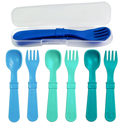 Re-Play Toddler Forks and Spoons Set - 4x4 Utensils Set for Kids - Dishwasher and Microwave Safe - Made in USA - Set of 8-5.8" x 1.2" x 0.2" - Princess