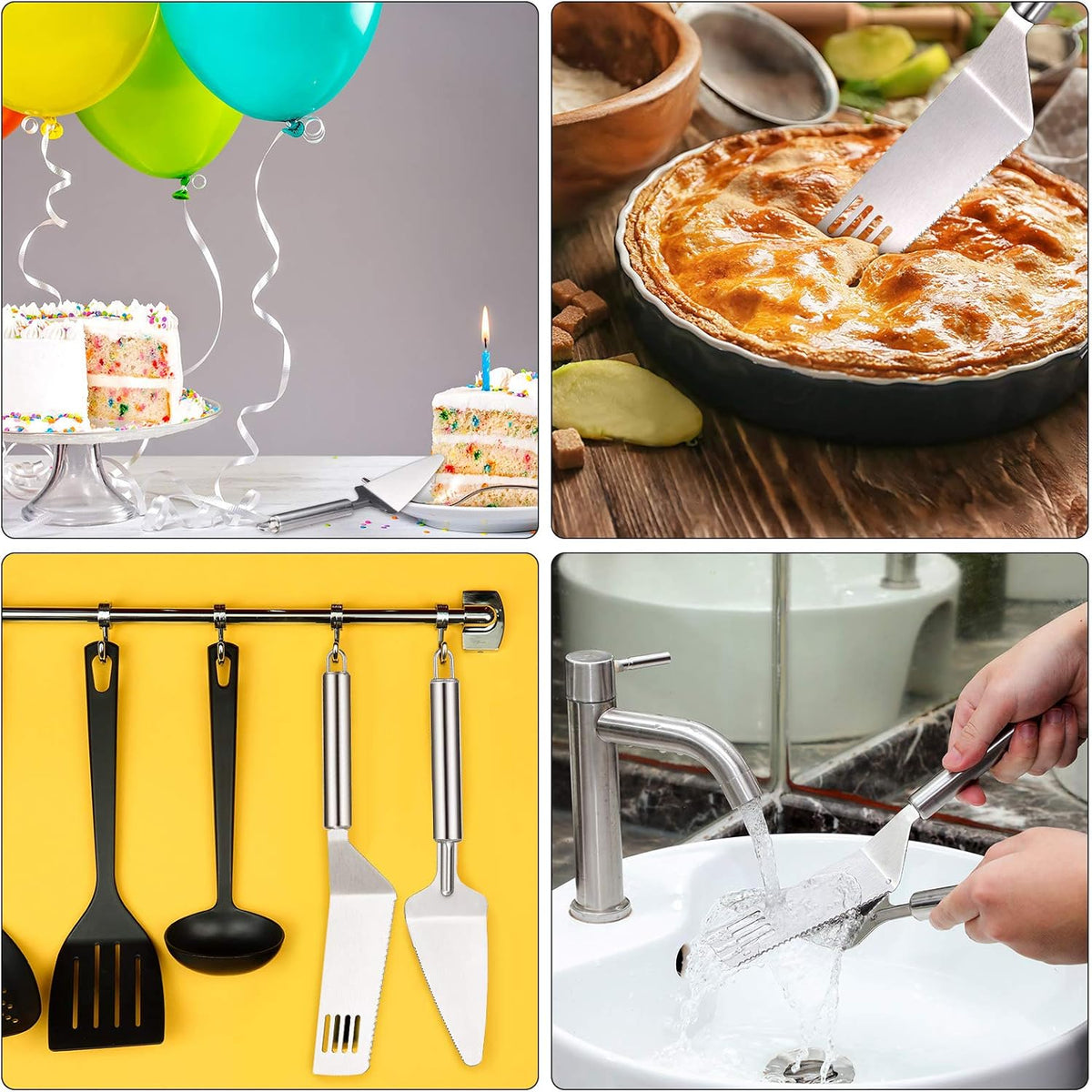 Patelai 2 Pcs Cake Server Set Knife Stainless Steel Pie Spatula