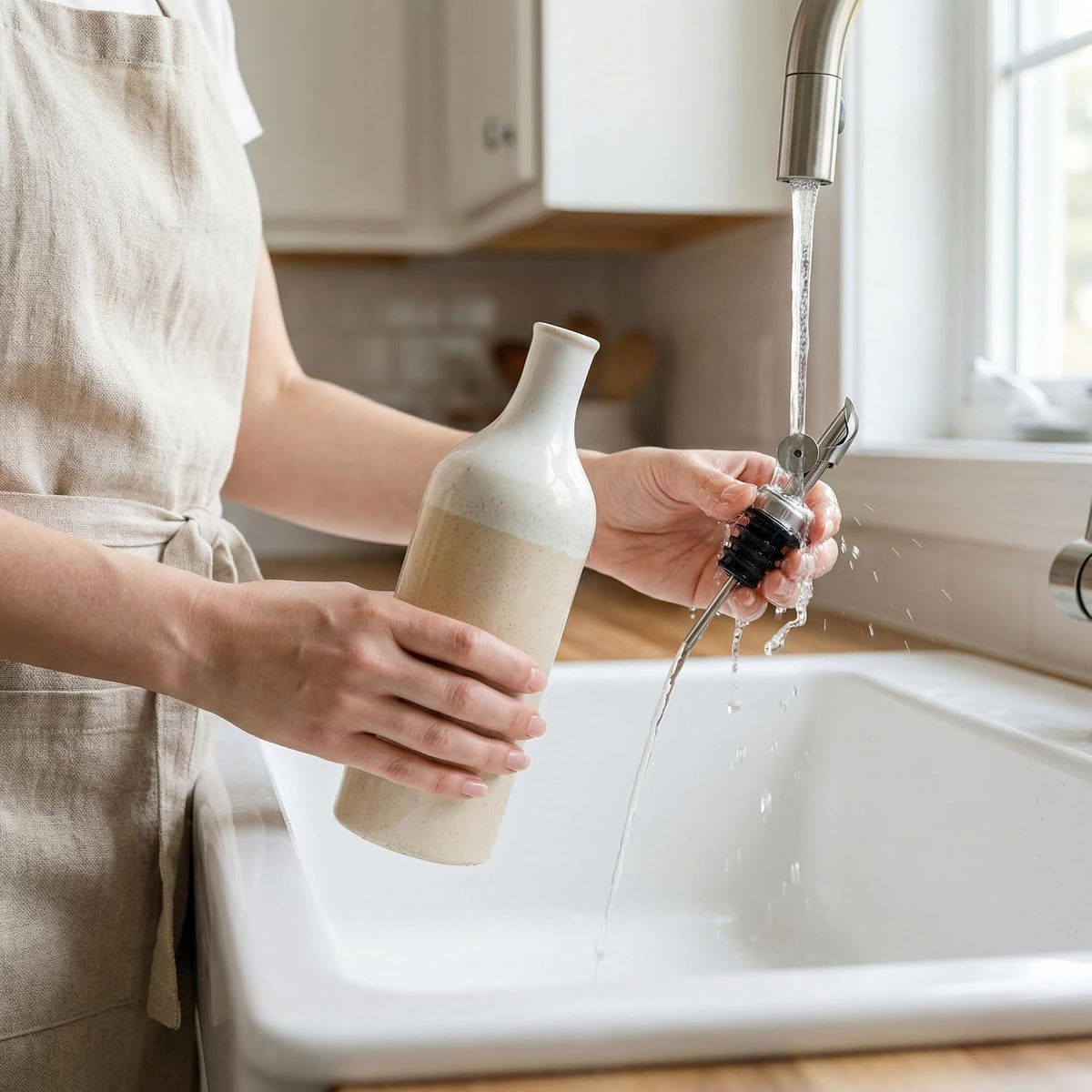 Olive Oil Dispenser Bottle for Kitchen, 23 Oz Large Ceramic Oil Dispenser