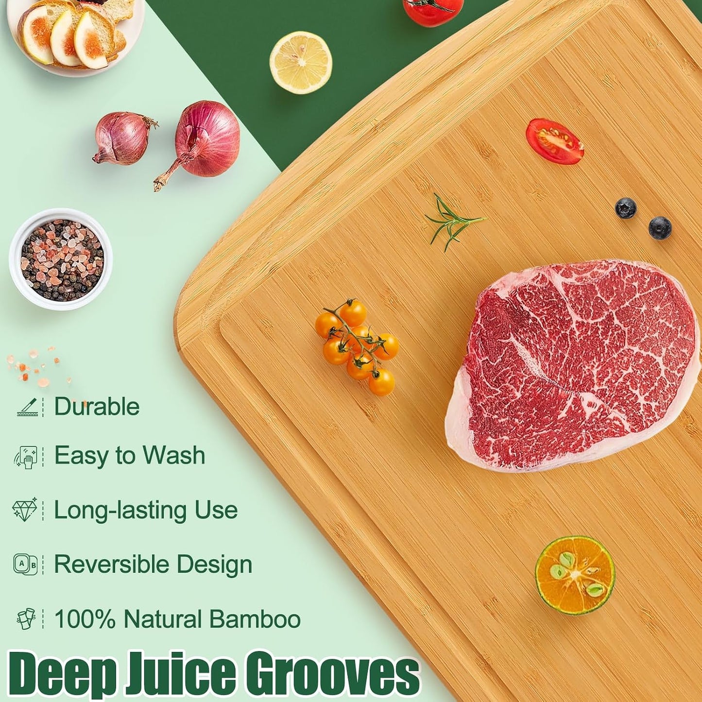 Homaxy Extra Large Bamboo Cutting Boards for Kitchen, 18x12.5" Wood XL Cutting Board with Juice Groove, Butcher Block Wooden Chopping Board for Kitchen, Meat, Cheese, Fruit & Vegetables - Pre Oiled