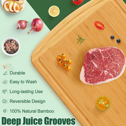 Homaxy Extra Large Bamboo Cutting Boards for Kitchen, 18x12.5" Wood XL Cutting Board with Juice Groove, Butcher Block Wooden Chopping Board for Kitchen, Meat, Cheese, Fruit & Vegetables - Pre Oiled