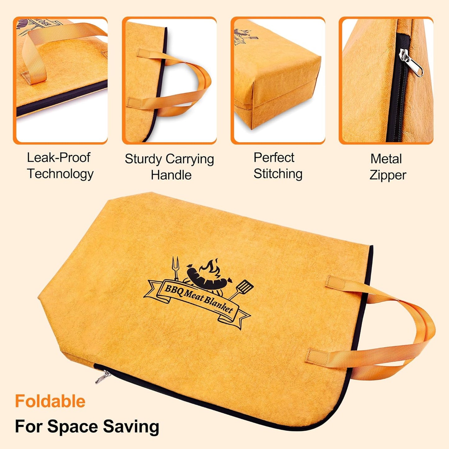 DY DECENT FAMILY BBQ Blanket for Resting Meat with Squeeze Bottle & Meat Press - Meat Resting Blanket for Brisket, Pork, Steak, Turkey - Grill Blanket for Outdoor Grill - Ideal BBQ Gift for Men Dad