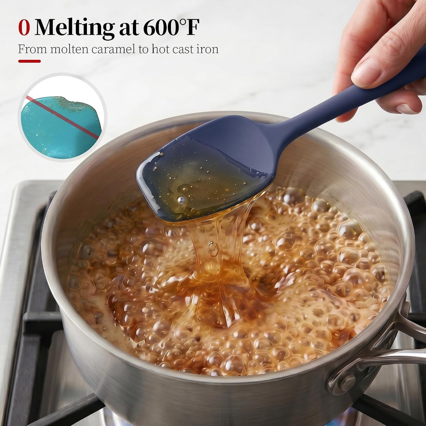 600ºF Heat Resistant Spatulas, High Heat Food Safe Semless Kitchen Silicone Scraper Set for Cooking Baking Mixing Scraping Stirring Nonstick Cookware Pan Bowl (4Pcs,Aqua Sky)