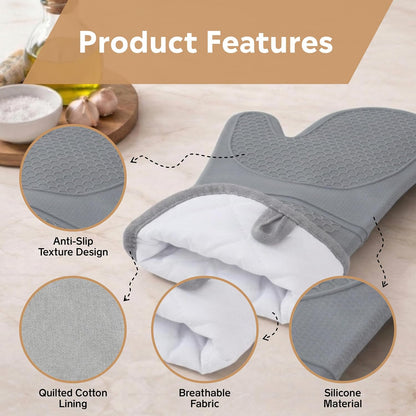 Silicone Oven Mitts and Pot Holders Sets 6 Piece for Kitchen