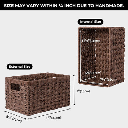 GRANNY SAYS Wicker Storage Baskets for Shelves, Water Hyacinth Basket with Scalloped Edge, Storage Wicker Baskets for Pantry, Large, 2-Pack